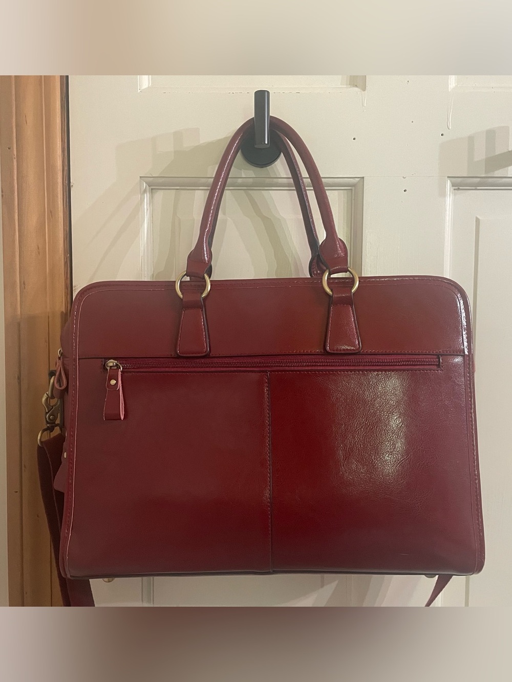 Kattee Burgundy Leather Briefcase Bag